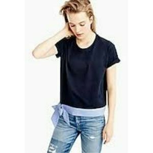 J Crew Womens Sz L Side Tie T Shirt Top Cotton